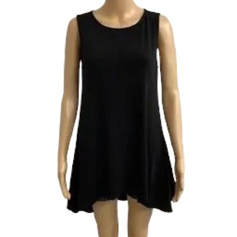 Alfani Black Asymmetrical High Low Tunic Tank Top Mini Dress Swing Size Small